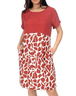 Spliced Giraffe Print Dress