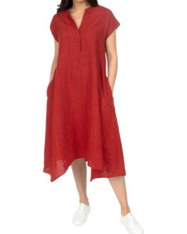 Drop Shoulder Long Linen Dress